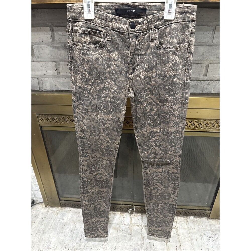 Joe’s Jeans Skinny 26 Floral Black Beige Inseam 31” Rise 8.5”
